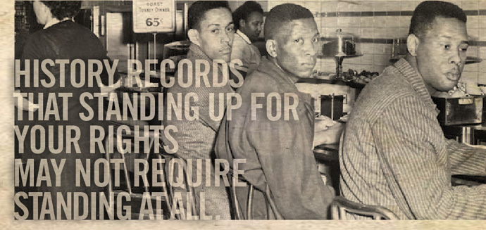 History Records That Standing Up for Your Rights May Not Require Standing At All Poster